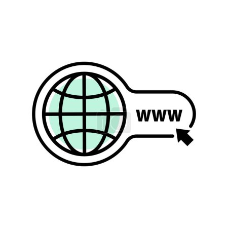 Ilustración de Visita al sitio web como la línea delgada www icono del sitio. tendencia lineal plana moderno simple logotipo gráfico trazo diseño web elemenet aislado en blanco. concepto de enlace de búsqueda fácil en la navegación por la red y la página web - Imagen libre de derechos