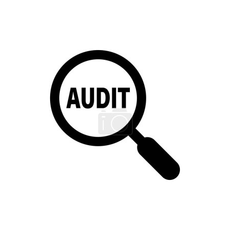 Illustration for Word "audit" with a magnifying glass - Royalty Free Image