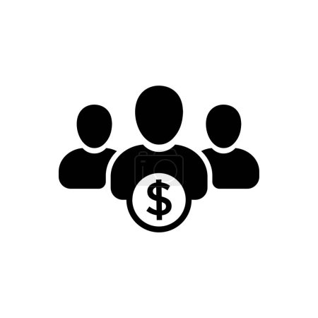 Illustration for User group icon. Management Business Team Leader Sign. Social Media, Teamwork concept. Dollar sign. Cash icon. Payments - Royalty Free Image