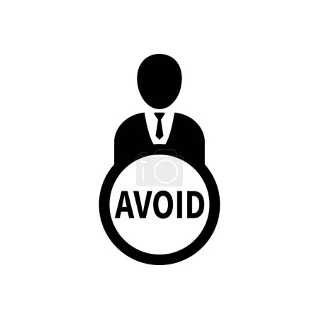 Illustration for Business person with text AVOID flat icon - Royalty Free Image