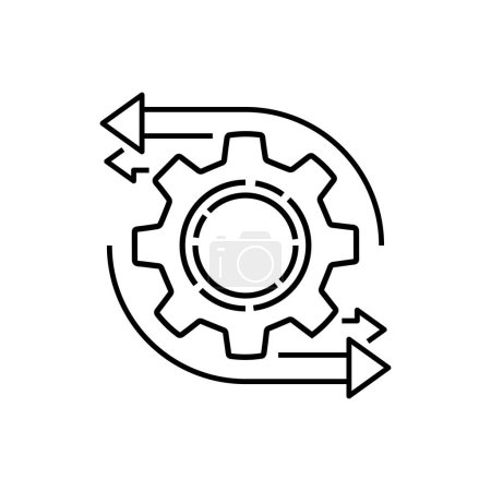 easy operation process with thin line gearwheel. outline trend modern simple recycle or execute logotype graphic design element isolated on white. concept of financial engine or solution realization