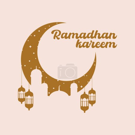 Téléchargez les illustrations : Modèle ramadhan kareem, messages instagram, modèle d'affiche de carte de vœux, carte postale, invitation - en licence libre de droit