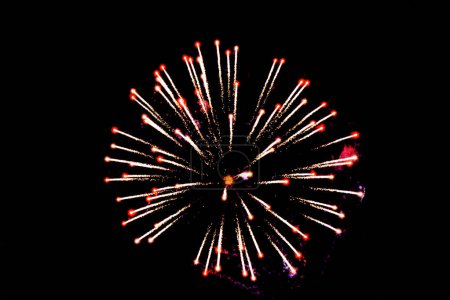 Photo for Fireworks lighting up the night sky. Pyrotechnics, abstract - Royalty Free Image