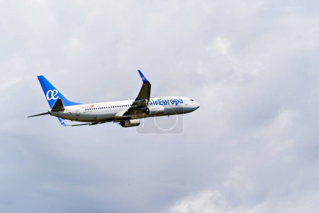 Photo for Barcelona, Spain; May 18, 2024: Boeing 737 airplane of the Air Europa airline, taking off from the Josep Tarradellas airport in Barcelona-El Prat - Royalty Free Image