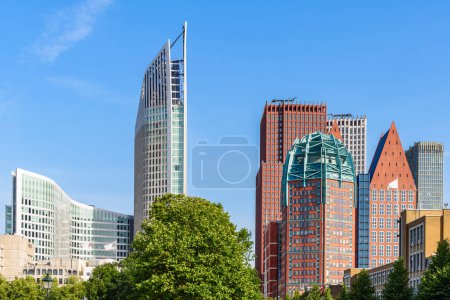 Photo for View of The Hague business distric skyline on a clear summer day. Netherlands. - Royalty Free Image