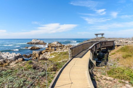 Photo for Deserted coastal walkway on a sunny autumn day. Monterey, CA, USA. - Royalty Free Image