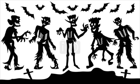 Ilustración de Vector halloween colección de elementos de silueta de horror - Imagen libre de derechos