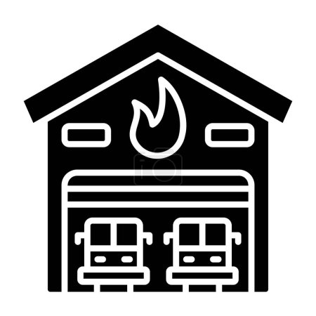 Téléchargez les illustrations : Icône vectorielle Garage pompier. Peut être utilisé pour l'impression, les applications mobiles et web. - en licence libre de droit