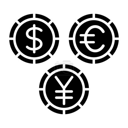 Téléchargez les illustrations : Monnaies icône vectorielle. Peut être utilisé pour l'impression, les applications mobiles et web. - en licence libre de droit