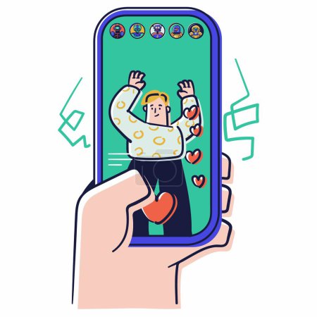 Photo for Man with smartphone, vector flat illustration. - Royalty Free Image