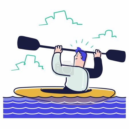Photo for Businessman in boat with umbrella vector illustration design - Royalty Free Image