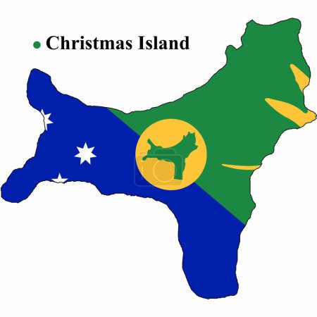 christmas map with flag, map of the island of nauru, isolated on white background.
