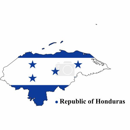 Photo for Map of honduras with the national flag of the state of the america - Royalty Free Image