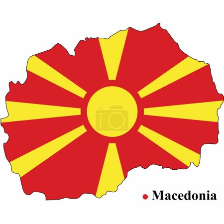 map and flag of macedonia