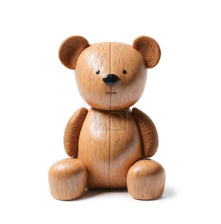 Wooden Bear Isolated on White Background