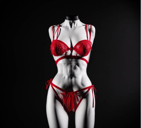 Photo for Red Lingerie on Mannequin on black background - Royalty Free Image