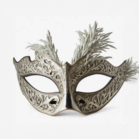 Silver Carnival Mask on White Background