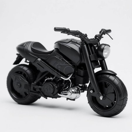 Téléchargez les photos : Jouet de moto noir sur fond blanc - en image libre de droit