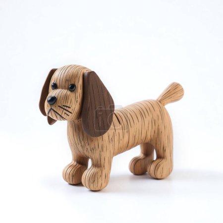 Wooden Dog Toy on White Background