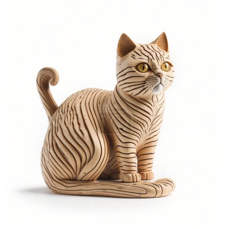 Wooden Cat Toy on White Background