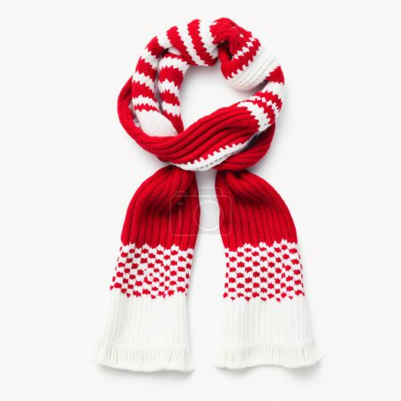 Christmas Knitted Scarf on White Background