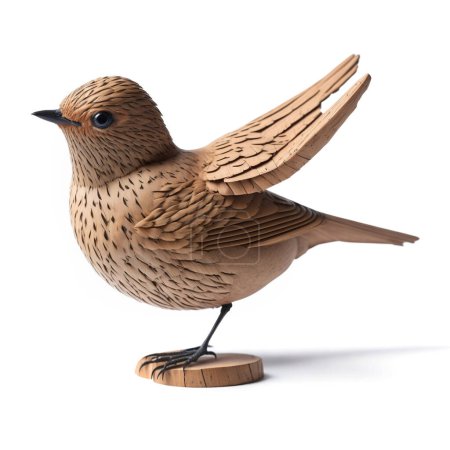 Téléchargez les photos : Oiseau en bois sur fond blanc - en image libre de droit