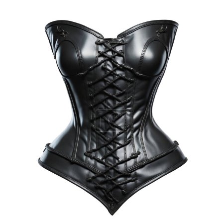 Stylish and sophisticated black corset with intricate lacing isolated on a white background