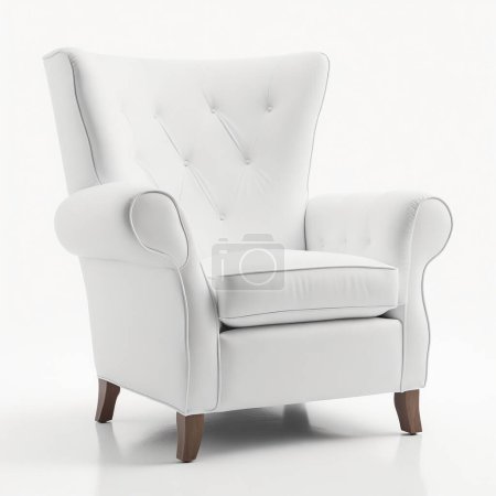 Luxurious white leather wingback chair isolated on a clean white background