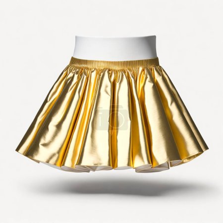 Téléchargez les photos : Elegant gold pleated skirt isolated on a white backdrop, fashion design concept - en image libre de droit