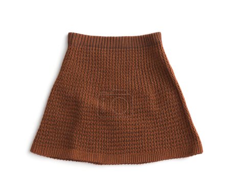Stylish brown ribbed knit skirt isolated on a clean white backdrop, perfect for fashion catalogs