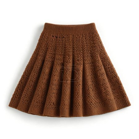 Téléchargez les photos : Elegant brown knitted skirt with pleats isolated on a clean white backdrop - en image libre de droit