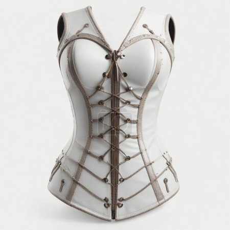 Elegant vintage corset with lacing isolated on a white backdrop, symbolizing fashion history