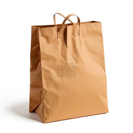 Empty brown kraft paper bag stands alone, perfect for eco-friendly packaging concepts