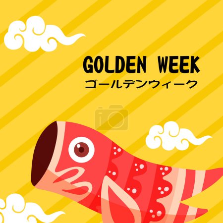 Illustration for Golden week vector illustration.  also known as Golden Week which is a holiday period in Japan from 29 April to 5 May containing multiple public holidays - Royalty Free Image