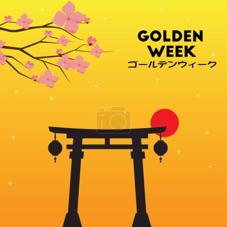 Goldene Woche Vektor Illustration. auch bekannt als Goldene Woche, die in Japan ein Feiertag vom 29. April bis 5. Mai ist und mehrere Feiertage umfasst