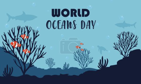 Tag-Vektorillustration der Weltmeere. es eignet sich für Karte, Banner oder Poster