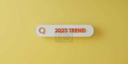 Photo for 3D rendering style, isolated green turquoise. input keyword of 2023 trends inside infographic searching tool bar for marketing monitor and business planing change concept - Royalty Free Image