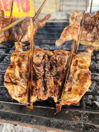 Photo for Grilled chicken roasting chicken  street food  isan food - Royalty Free Image