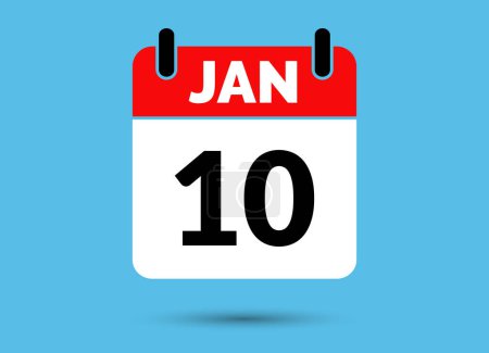 Photo for 10 January Calendar Date Flat Icon Day 10 Vector Illustration - Royalty Free Image