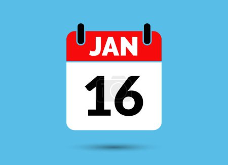 Photo for 16 January Calendar Date Flat Icon Day 16 Vector Illustration - Royalty Free Image