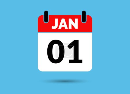 Photo for 1 January Calendar Date Flat Icon Day 1 Vector Illustration - Royalty Free Image