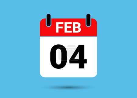 Illustration for 4 February Calendar Date Flat Icon Day 4 Vector Illustration - Royalty Free Image