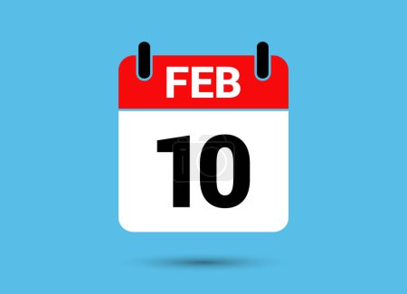 Ilustración de 10 Febrero Calendario Fecha Icono plano Día 10 Vector Ilustración - Imagen libre de derechos