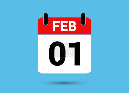 Photo for 1 February Calendar Date Flat Icon Day 1 Vector Illustration - Royalty Free Image