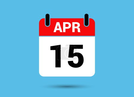 15 April Calendar Date Flat Icon Day 15 Vector Illustration