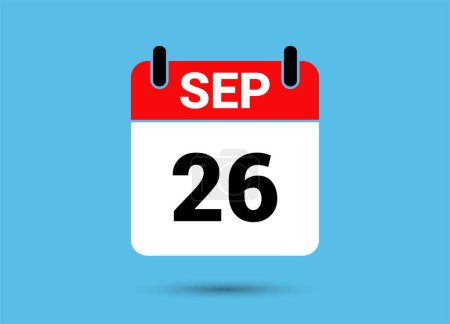 Illustration for September 26 Calendar Date Flat Icon Day 26 Vector Illustration - Royalty Free Image