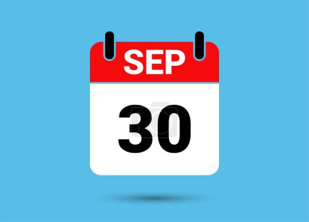 Ilustración de Septiembre 30 Calendario Fecha Icono plano Día 30 Vector Ilustración - Imagen libre de derechos
