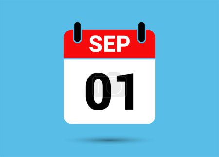 Photo for September 1 Calendar Date Flat Icon Day 1 Vector Illustration - Royalty Free Image