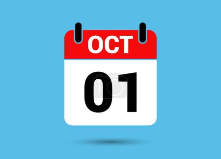 Photo for October 1 Calendar Date Flat Icon Day 1 Vector Illustration - Royalty Free Image