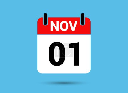 Photo for November 1 Calendar Date Flat Icon Day 1 Vector Illustration - Royalty Free Image